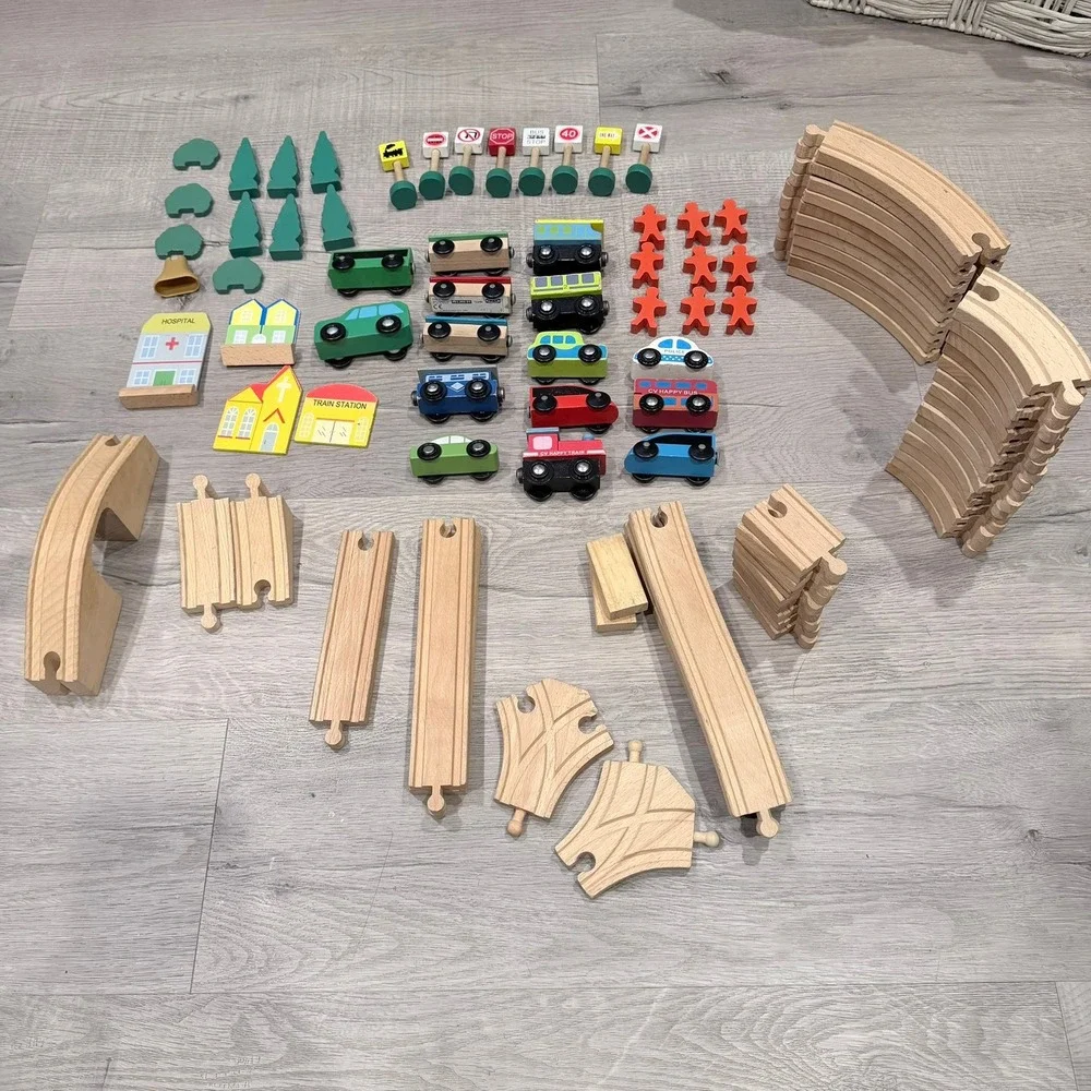 Wooden Train Set & Accessories Mixed Lot Educational Railway Play Figures Build - Picture 2 of 5